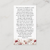 ピンクと白のポピー写真記念祈りの言葉カード 名刺 (裏面)