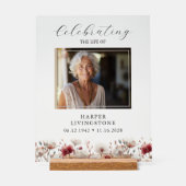 ピンクと白のポピー写真記念11x14 アクリルサイン (正面)