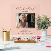 ピンクと白のポピー写真記念11x14 アクリルサイン (ウェディング)