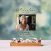 ピンクと白のポピー写真追悼碑8 x 10 アクリルサイン (ニュートラル)