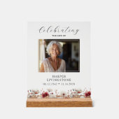 ピンクと白のポピー写真追悼碑8 x 10 アクリルサイン (正面)