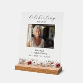 ピンクと白のポピー写真追悼碑8 x 10 アクリルサイン (傾斜)