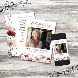 ピンクと白のポピー葬儀記念事業 招待状