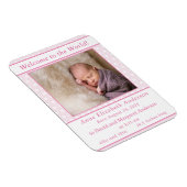 ピンクと白のポルカドット誕生のお知らせ マグネット (右側)