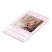 ピンクと白のポルカドット誕生のお知らせ マグネット (左側)