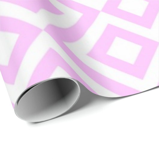 ピンクと白のミアンダーのギフトラップ ラッピングペーパー (ロールコーナー)