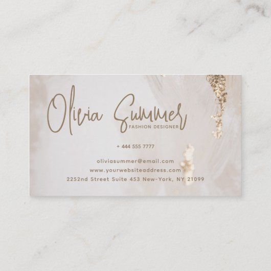 ピンクと白のミニマル主義者 名刺 (裏面)