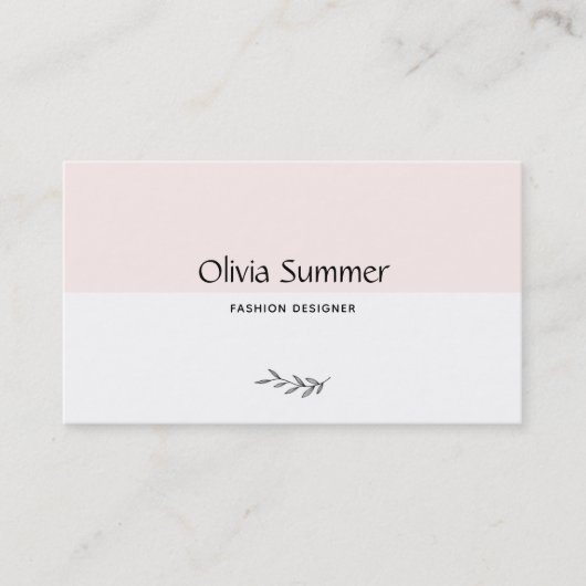 ピンクと白のミニマル主義者 名刺 (正面)