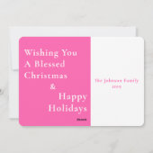 ピンクと白のメリークリスマスハッピーニューイヤーカード シーズンカード (裏面)