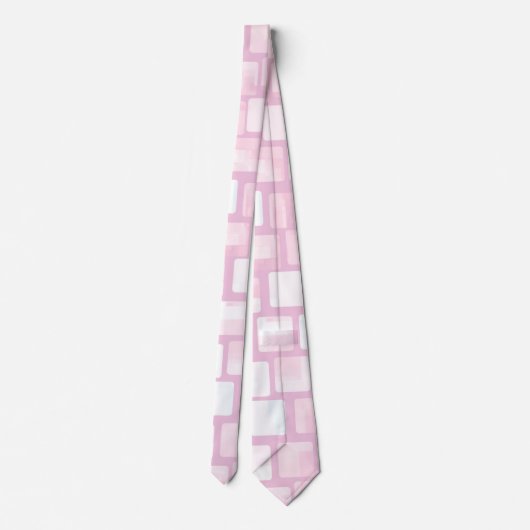 ピンクと白のモザイクパターン ネクタイ (裏面)