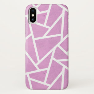 ピンクと白のモザイク模様 iPhone X ケース