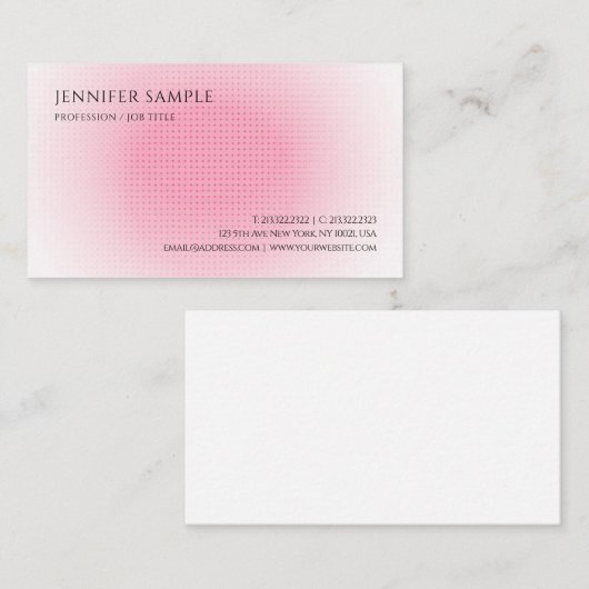ピンクと白のモダントレンディーシンプルテンプレート 名刺 (正面/裏面)
