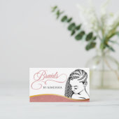 ピンクと白のモダンヘアブレイディングサロン 名刺 (スタンド正面)