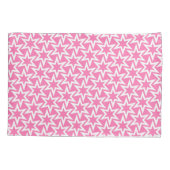 ピンクと白のモチーフ |幾何学星型 枕カバー (裏面)