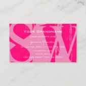 ピンクと白のモノグラムで目を引スタイリッシュく 名刺 (裏面)