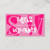 ピンクと白のモノグラムで目を引スタイリッシュく 名刺 (正面)