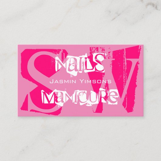 ピンクと白のモノグラムで目を引スタイリッシュく 名刺 (正面)