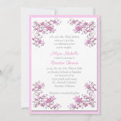 ピンクと白のモノグラムの招待状 招待状 (裏面)