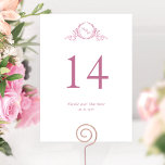 ピンクと白のモノグラム結婚のテーブル番号<br><div class="desc">お救済客様はこの表の番号を持つエレガントテーモノグラムのブルを見つける両面カードピンクと白のデザインと澄ん宇宙のまわりには与え、テーブルのホルダーやフレームを使用する自由。魅力的な手描きの植物紋章モノグラム。「文字ツールを使って編集」を選択してデザインサイズ、スタイル、位置を変更する機能バックレイヤーでも同じ変更を行うだけもしで、特に両面テーブルホルダーを使って変更を行う。ご注文:ご注文のテーブル番号ごとに個別にご注文ください(例えば、テーブル番号1のイベントの場合は、テーブル番号1の注文を行い、ショッピングカートに追加し来て、バックテーブル2の番号2を追加し、ショッピングカートに追加して、テーブル番号3の番号3を追加して、ショッピングカートに追加した)。当社の「メイブピンクウォーターカラーモノグラム結婚」コレクションの一部で、様々な調整製品が利用可能。</div>