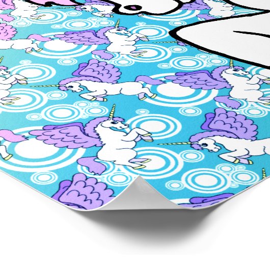 ピンクと白のユニコーングラフィック ポスター (角)