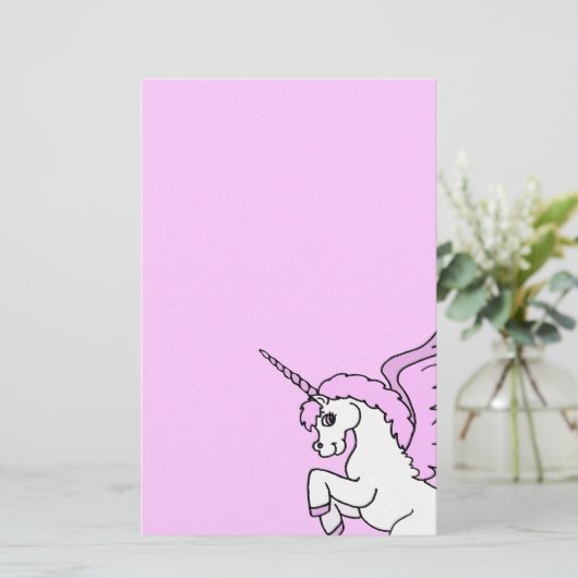 ピンクと白のユニコーングラフィック 便箋 (スタンド正面)