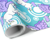 ピンクと白のユニコーンパターンデザイン ラッピングペーパー (ロールコーナー)