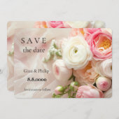 ピンクと白のラヌンキュラスの花束が閉まる (正面/裏面)