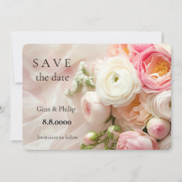 ピンクと白のラヌンキュラスの花束が閉まる