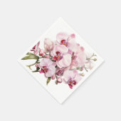 ピンクと白のラン結婚ス スタンダードカクテルナプキン (角)
