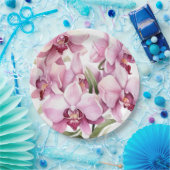 ピンクと白のラン結婚ス ペーパープレート (パーティー)