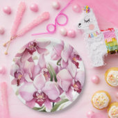 ピンクと白のラン結婚ス ペーパープレート (パーティー)