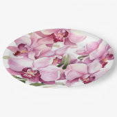 ピンクと白のラン結婚ス ペーパープレート (アングル)