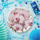 ピンクと白のラン結婚ス ペーパープレート (パーティー)