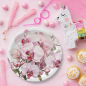 ピンクと白のラン結婚ス ペーパープレート (パーティー)