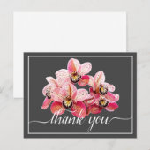 ピンクと白のラン 花のグレーの背景 サンクス ポストカード (正面/裏面)