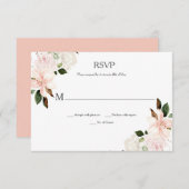 ピンクと白のリリー、マグノリア、ペニー 出欠カード (正面/裏面)