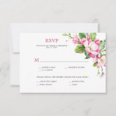 ピンクと白のリンゴの花RSVP 招待状 (正面)