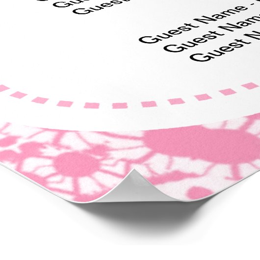 ピンクと白のレースのようダマスクのシーティングプランチャート ポスター (角)