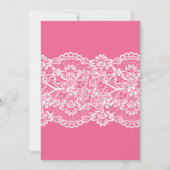 ピンクと白のレースのランジェリーシャワーブライダルパーティ 招待状 (裏面)