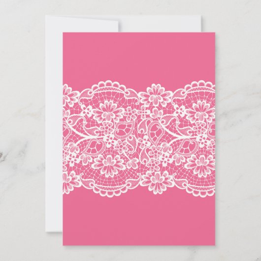 ピンクと白のレースのランジェリーシャワーブライダルパーティ 招待状 (裏面)