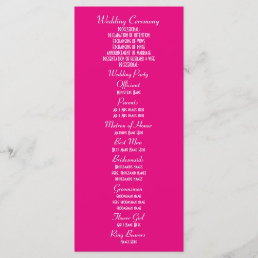 ピンクと白のレースダマスク教会の結婚式プログラム プログラム (裏面)