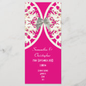 ピンクと白のレースダマスク教会の結婚式プログラム プログラム (正面)