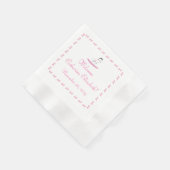 ピンクと白のロッキングホーステーマギフトラベル 縁ありカクテルナプキン (角)