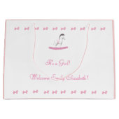 ピンクと白のロッキングホーステーマ ラージペーパーバッグ (正面)