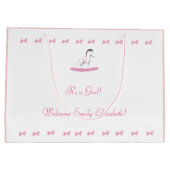 ピンクと白のロッキングホーステーマ ラージペーパーバッグ (裏面)