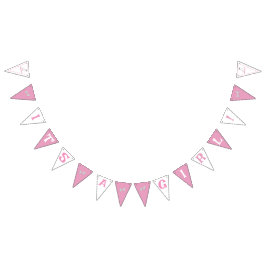 ピンクと白のロッキングホース バンティングフラッグ