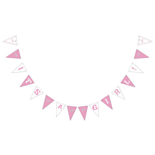 ピンクと白のロッキングホース バンティングフラッグ (全)