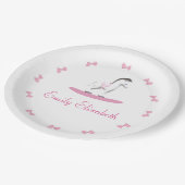 ピンクと白のロッキングホース ペーパープレート (アングル)