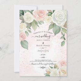 ピンクと白のローズデュスキー開花 招待状