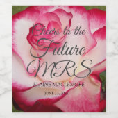 ピンクと白のローズパーソナライズされたブライダルシャワー ワインラベル (シングルラベル)